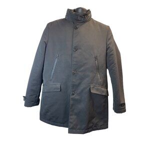 Eredi Pisanó Mens Black Button-Up Coat With Quilted Lining Zippered Pockets